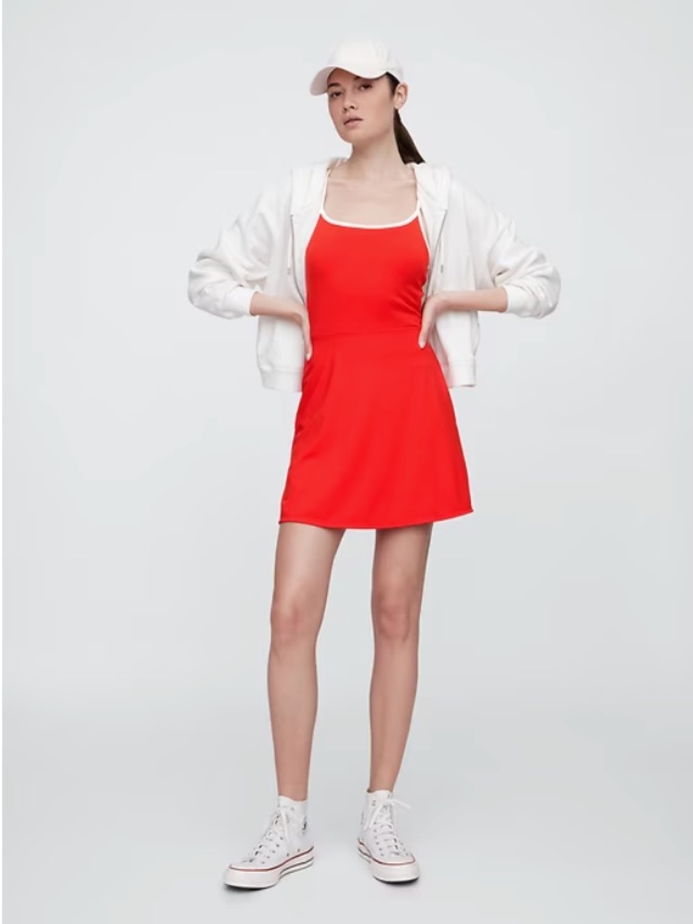 GAP GapFit Red Athletic Tank Dress with White Trim - NWT size M